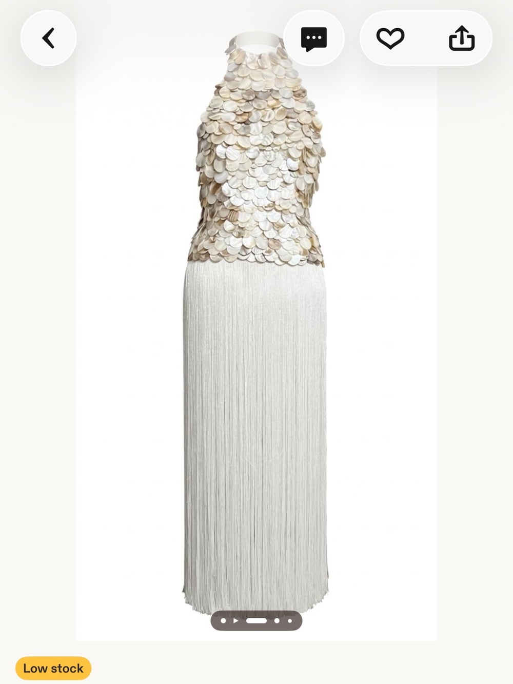 Sleeveless Ivory Shell & Fringe Maxi Dress